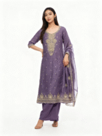 Lavender gold embroidered Burberry shimmer Punjabi suit set for women by Punjabi Threads Melbourne