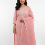 Peach pink self shimmer georgette suit fabric with zari embroidery by Punjabi Threads Melbourne
