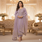 Georgette Self Print – Embroidered Suit Set | Punjabi Threads – Suits & Stitches - Image 2