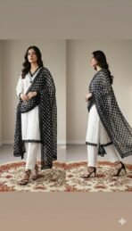 Linen Cotton Suit Set – Classic Black & White Elegance - Image 4