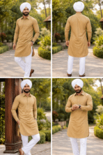 punjabi kurta pajama men beige traditional wear