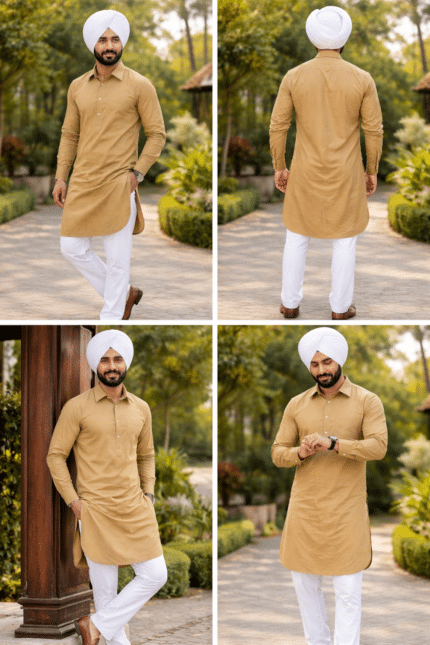 punjabi kurta pajama men beige traditional wear