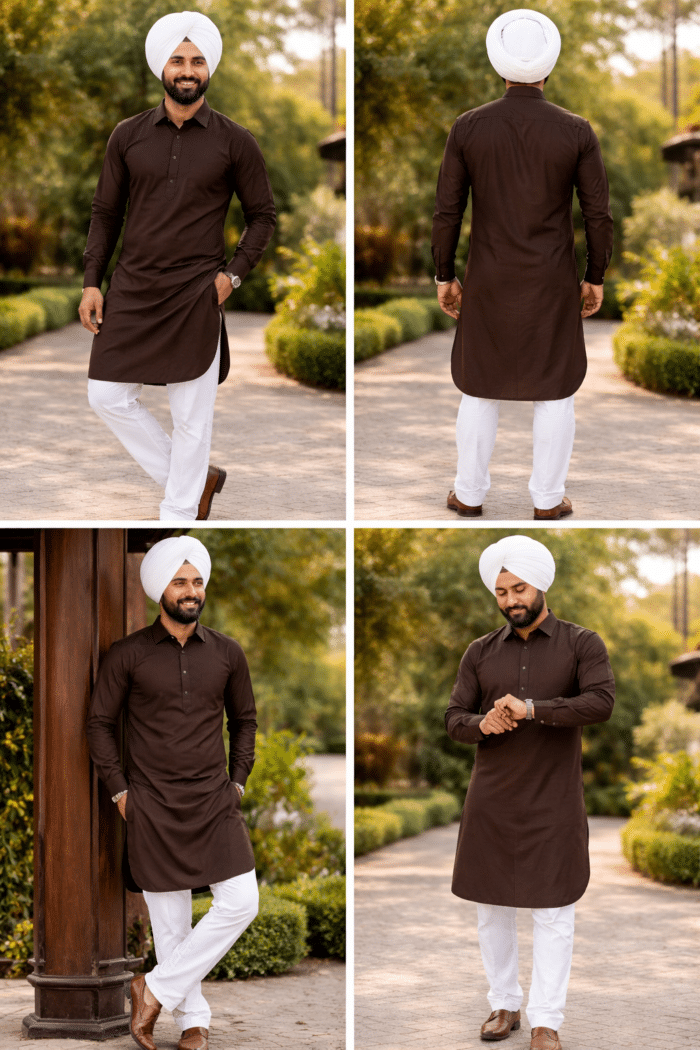 Royal Brown Punjabi Kurta Pajama for Men – Classic Heritage Look - Image 2