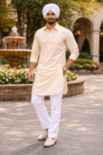 Classic Cream Punjabi Kurta Pajama for Men – Royal Minimal Elegance