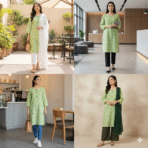 Women Green Printed Kurti in Soft Cotton Fabric by Punjabi Threads