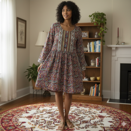 jaipuri printed top maroon paisley ethnic short top size xs