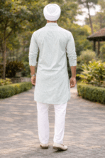 Elegant Mint Punjabi Kurta Pajama for Men – Fresh Royal Look - Image 3