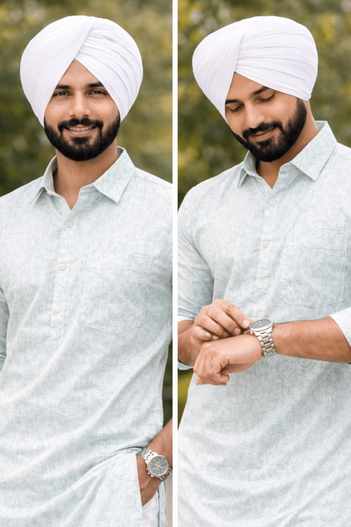 Elegant Mint Punjabi Kurta Pajama for Men – Fresh Royal Look - Image 2