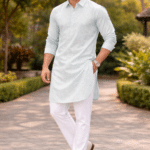punjabi kurta pajama men mint green with white pajama