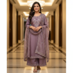 Elegant Maslin Kashmiri Suit Set with Organza Dupatta