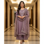 Elegant Maslin Kashmiri Suit Set with Organza Dupatta