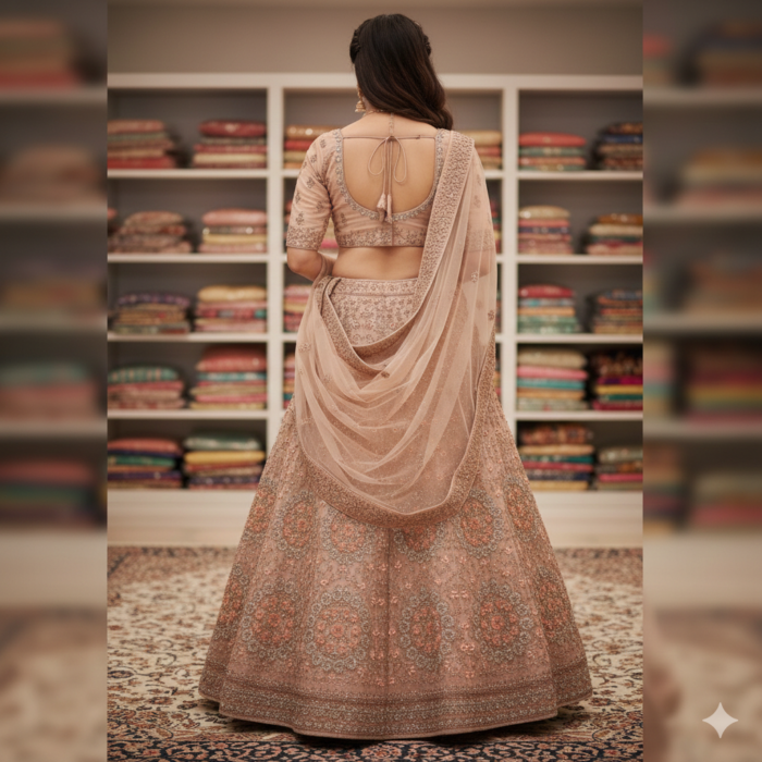 Designer embroidered lehenga with unstitched blouse and matching dupatta