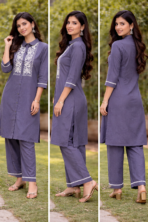 Maslin Cordset for Women Grey Designer Kurta Palazzo Set
