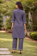 Maslin Cordset for Women Grey Designer Kurta Palazzo Set