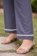 Maslin Cordset for Women Grey Designer Kurta Palazzo Set