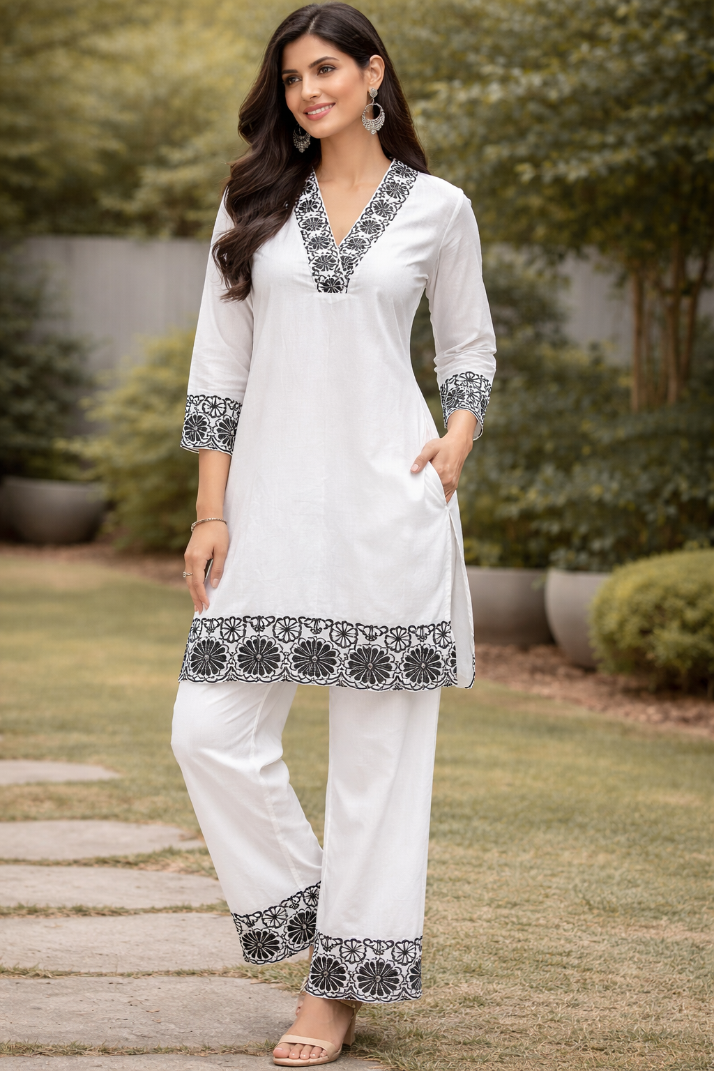 white maslin cord set embroidered white maslin cord set embroidered