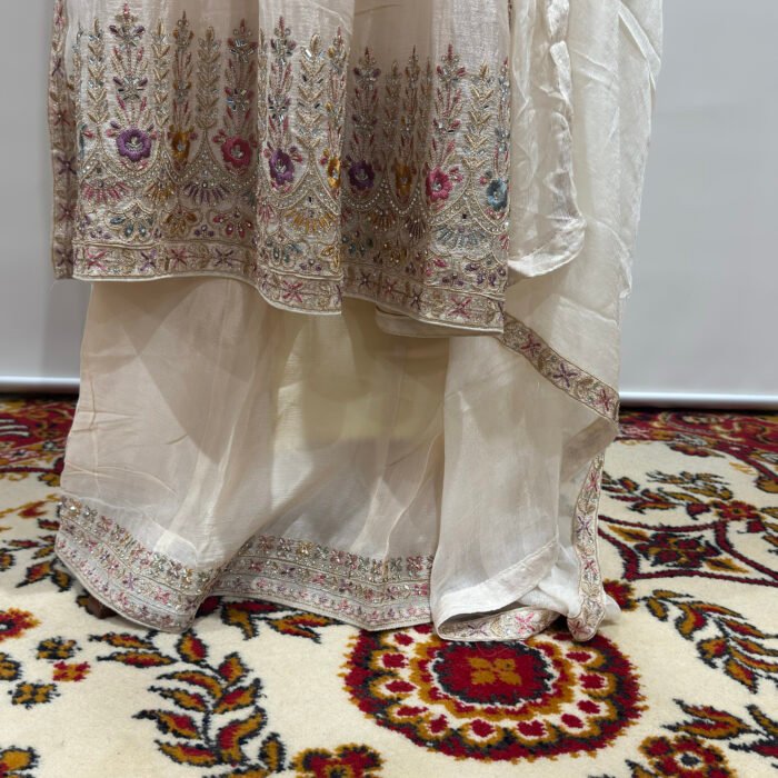 Ivory embroidered Anarkali suit set with dupatta – festive Indian wear Melbourne