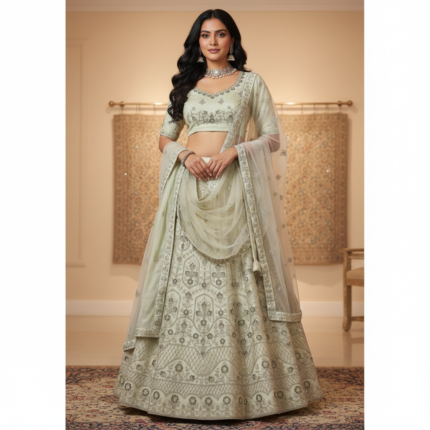 Mint Green Embroidered Lehenga Choli – Designer Ethnic Wear