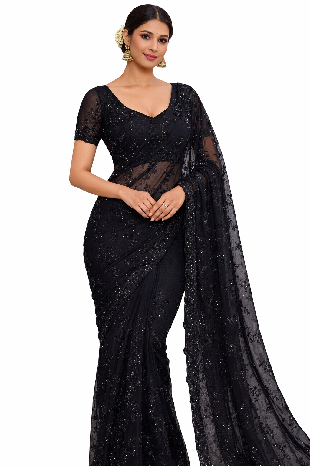 Black Bead Work Saree Designer Party Wear Australia Black Bead Work Saree Designer Party Wear Australia