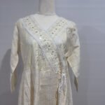 Cream chikankari Anarkali kurta set with embroidery by Punjabi Threads Melbourne