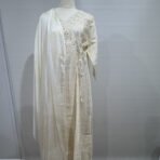 Cream chikankari Anarkali kurta set with embroidery by Punjabi Threads Melbourne