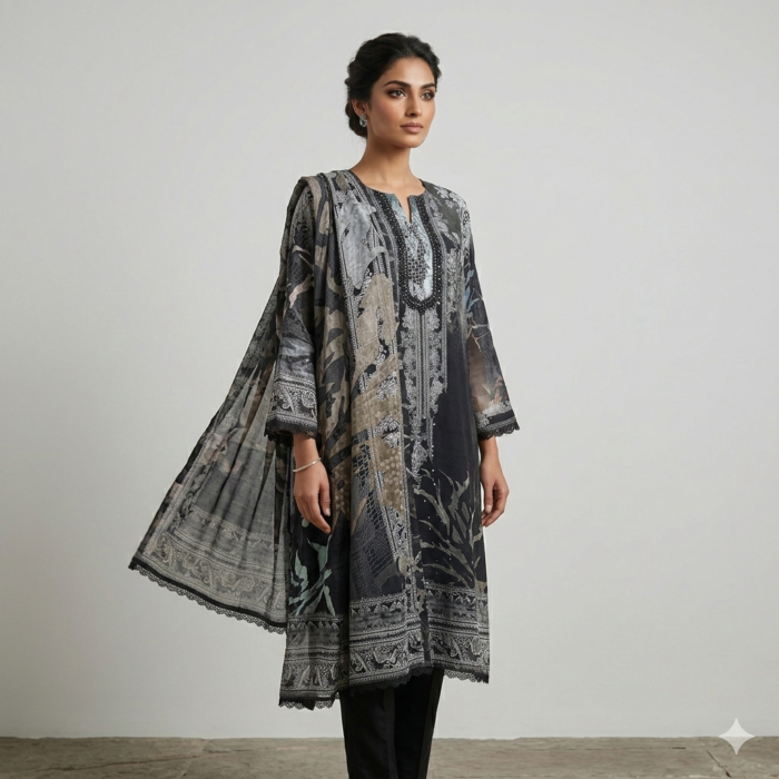 Maslin Cotton Printed Suit Melbourne with dupatta front view