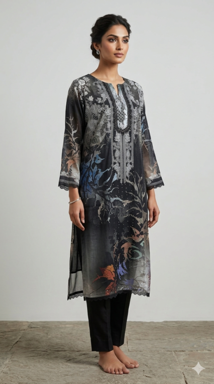 Maslin Cotton Printed Suit Melbourne with dupatta front view