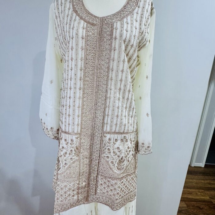 Pure Chinon suit neckline embroidery design