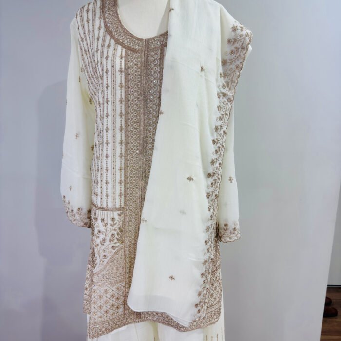 Pure Chinon suit with embroidered dupatta