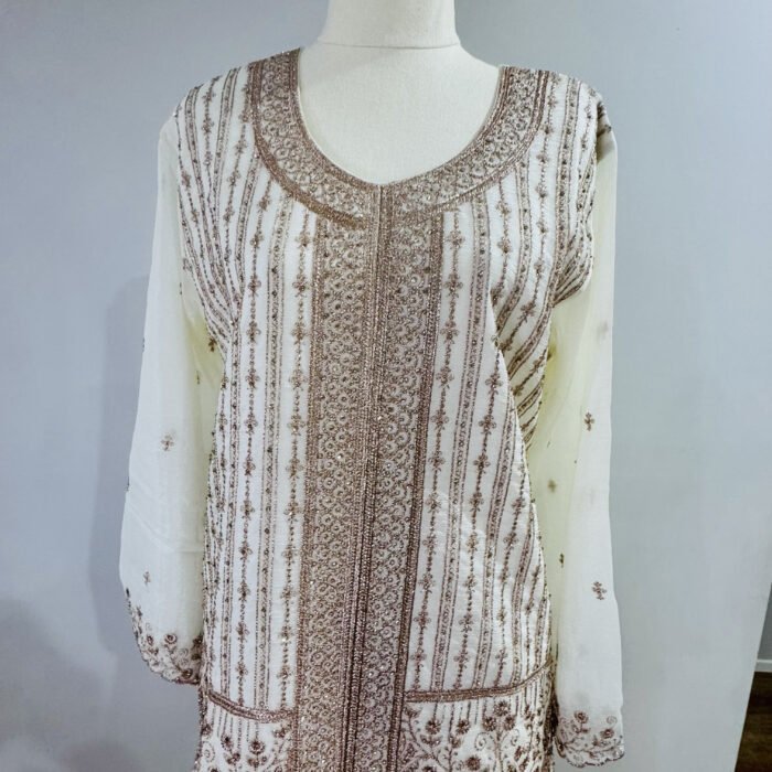 Pure Chinon suit neckline embroidery design