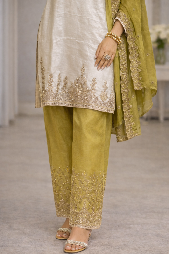 Pure Crush embroidered Punjabi suit set with dupatta