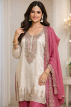 Pure Crush Punjabi suit set with pink pants and dupatta