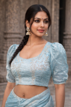 Sky blue designer saree with embroidered blouse by Punjabi Threads Melbourne