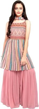 Girls Sharara Suit pink ethnic party wear dress for kids