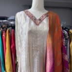 Close up Banarasi dupatta detail with maslin suit ethnic outfit Australia