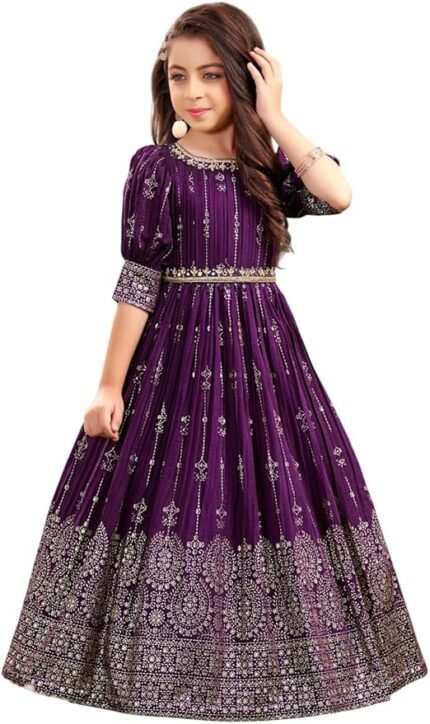 Kids Purple Party Gown Australia by Punjabi Threads