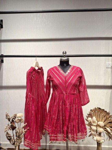 Fuchsia Gold Anarkali Dress - Punjabi Threads product image 1