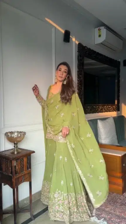 Lime Green Sharara Suit - Punjabi Threads product image 2