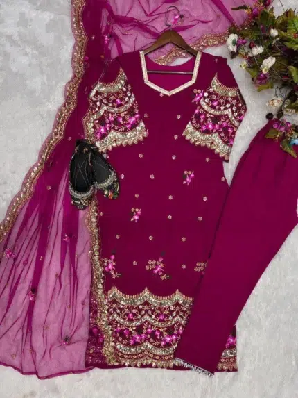 Magenta Readymade Suit - Punjabi Threads product image 1