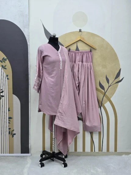 Mauve Pink Readymade Dress - Punjabi Threads product image 1