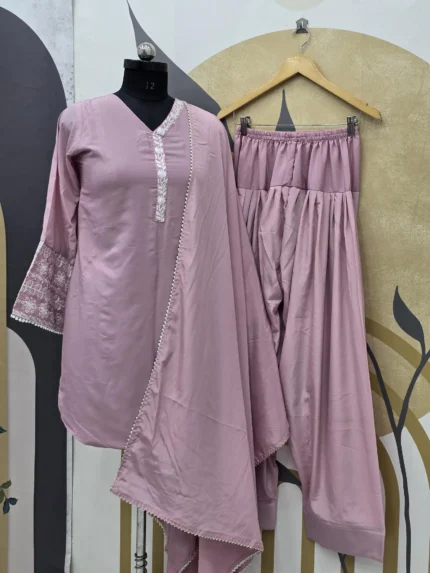 Mauve Pink Readymade Dress - Punjabi Threads product image 2