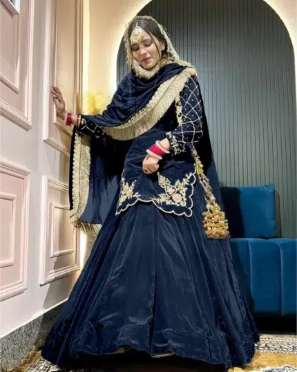 Navy Blue Designer Sharara Suit - Punjabi Threads product image 1