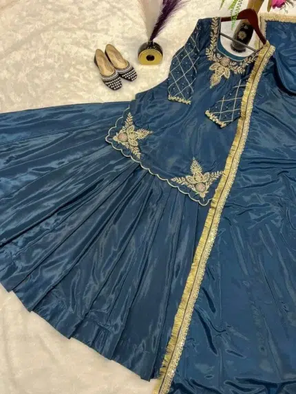 Navy Blue Designer Sharara Suit - Punjabi Threads product image 2