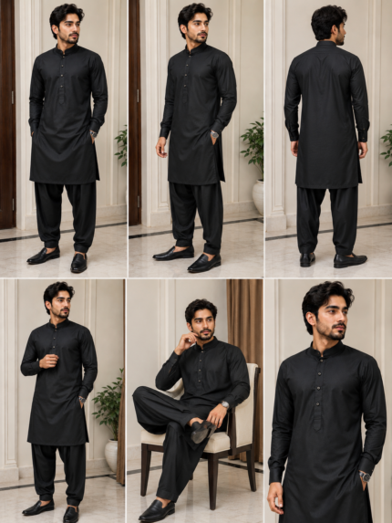 Pakistani Salwar Kameez Black - Punjabi Threads product image 2