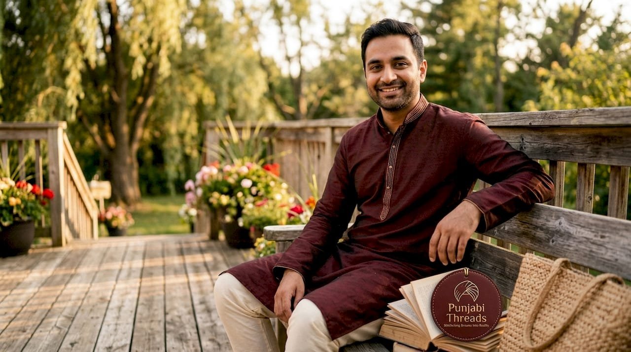 Man wearing traditional kurta pajama outdoors