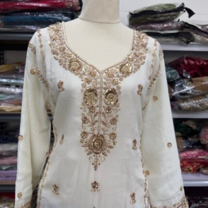 Designer Ivory Rust Sharara Suit - Punjabi Threads product image 2