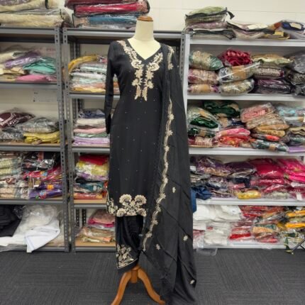 Elegant Black Straight Salwar Suit Set - Punjabi Threads product image 2