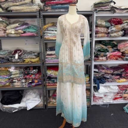 Ice Blue Heritage Palazzo Collection - Punjabi Threads product image 1