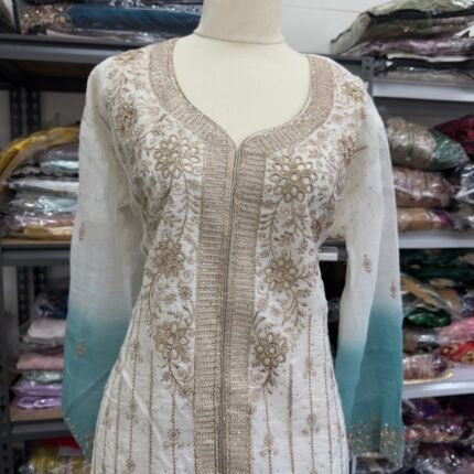 Ice Blue Heritage Palazzo Collection - Punjabi Threads product image 2