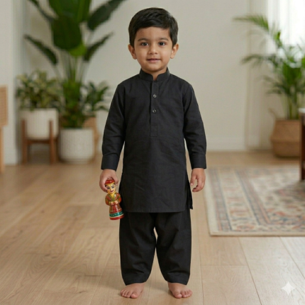 Kids Black Salwar Kameez - Punjabi Threads product image 1